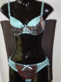 BH-Set mit Slippi, Farbe t�rkis/braun
